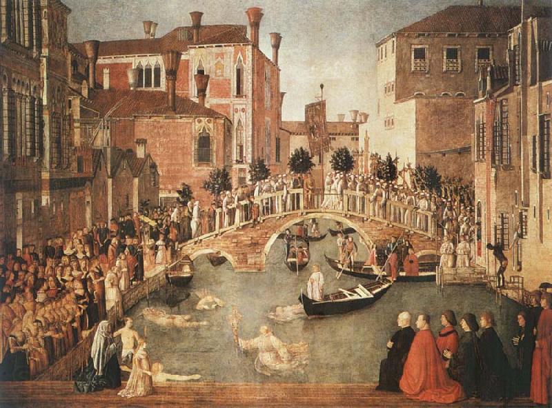 Gentile Bellini Miracle of the Cross on San Lorenzo Brdge,late 1500 Norge oil painting art